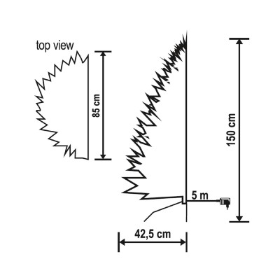 Műfenyő, fél-fa, beépített LED világítással, 150 cm magas - KMF 7/150